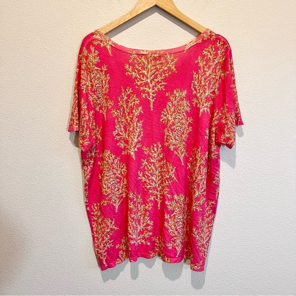 Quacker Factory Rhinestones Button Front Short Sleeve Cardigan Coral Orange XL - Picture 8 of 9